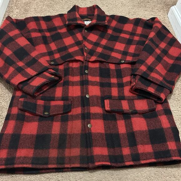 Vintage Pioneer Sportswear Wool Buffalo Plaid Mackinaw Hunting Coat Jacket Sz M - Picture 1 of 7